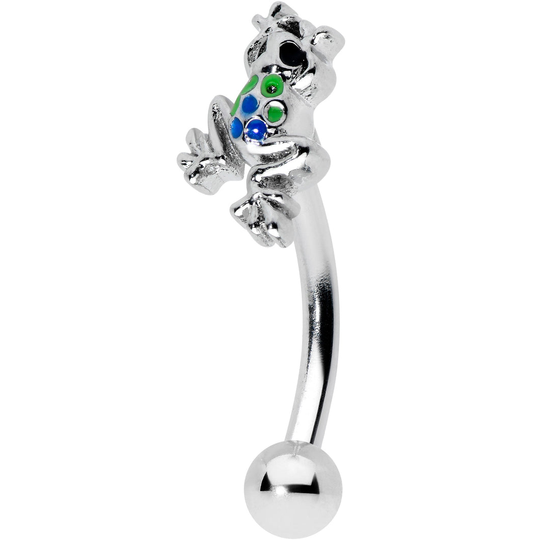 16G 5/16 Black Gem Polka Dot Frog Blue Green Curved Eyebrow Ring