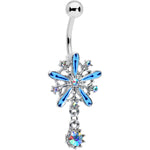 Aurora Gem Snowflake Blues Christmas Dangle Belly Ring