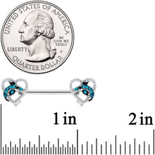 14G 9/16 Clear Blue Gem Dolphin Heart Barbell Nipple Ring Set