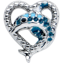 20G 1/4 Textured Blue Dolphin Heart Nose Bone