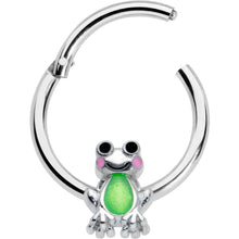 16G 3/8 Light Green Groovy Frog Hinged Segment Ring