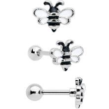 16G 1/4 Bee Smile Flower Pearlescent Cartilage Tragus Set of 3