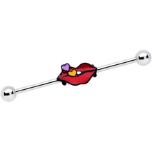 14G Black Cone End Lips Heart Industrial Barbell 38mm Set of 2