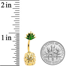 Gold Tone Textured Tropical Pineapple Double Mount Belly Ring