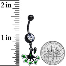 Clear Gem Black Pretty Peacock Dangle Belly Ring