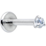16G 5/16 Clear Gem 2mm Internally Threaded Labret Monroe Tragus