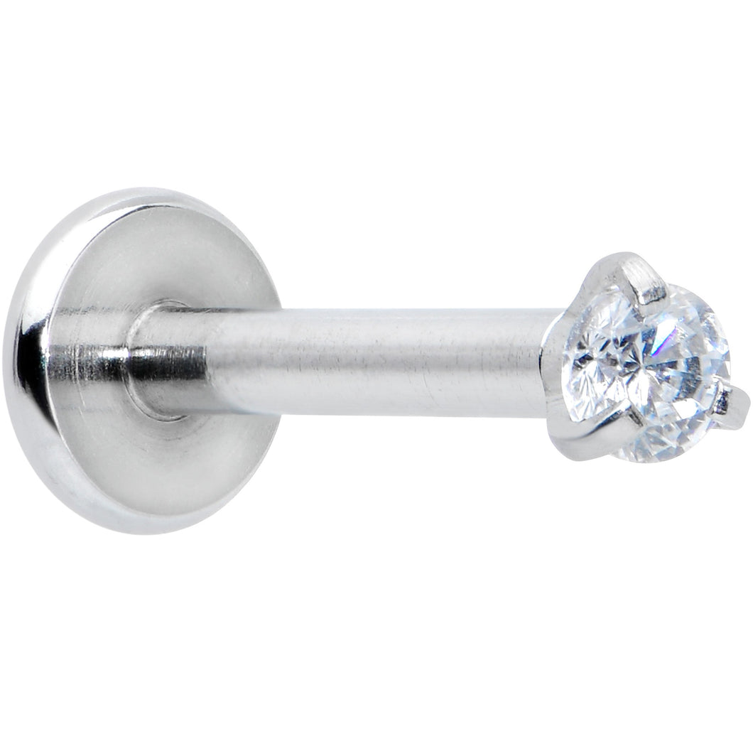 16G 5/16 Clear Gem 2mm Internally Threaded Labret Monroe Tragus