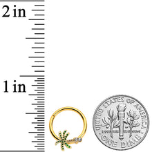 16G 3/8 Gold Tone Retro Palm Tree Hinged Segment Ring