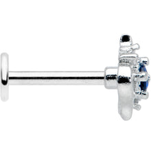 16G 5/16 Clear Blue Gem Oval Swirl Labret Monroe Tragus