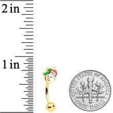 16G 5/16 Clear Gem Gold Tone Happy Snowman Curved Eyebrow Ring