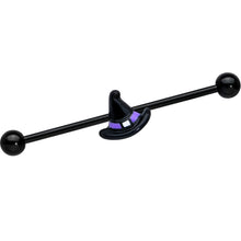 14G Black Purple Band Witch Hat Halloween Industrial Barbell 38mm