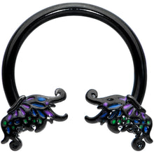 16G 3/8 Black Fantasy Faerie Wings Horseshoe Circular Barbell