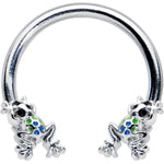16G 3/8 Black Gem Polka Dot Frogs Horseshoe Circular Barbell