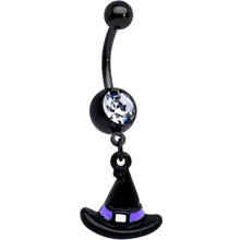 Purple Gem Black Witch Spider Spiral Halloween Belly Ring Set of 3