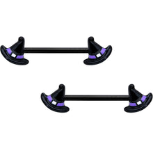 14G 5/8 Black Purple Band Witch Hat Halloween Nipple Ring Set