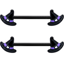14G 5/8 Black Purple Band Witch Hat Halloween Nipple Ring Set