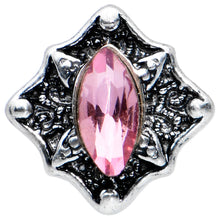 20G 1/4 Pink Gem Rhombus Retro Nose Bone