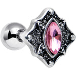 16G 1/4 Pink Gem Rhombus Retro Cartilage Tragus Earring