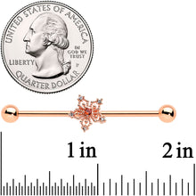 14G Red Gem Rosy Tone Texture Snowflake Industrial Barbell 38mm