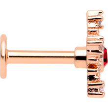 16G 1/4 Red Gem Rose Gold Tone Texture Snowflake Labret Tragus