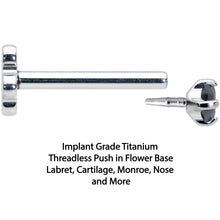 18G 5/16 Black CZ G23 Titanium Threadless Flower Labret Tragus