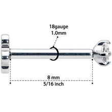 18G 5/16 Clear CZ G23 Titanium Threadless Flower Labret Tragus