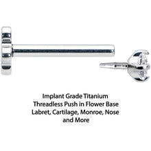 18G 5/16 Clear CZ G23 Titanium Threadless Flower Labret Tragus