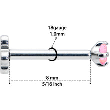 18G 5/16 Pink CZ Gem G23 Titanium Threadless Flower Labret Tragus