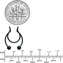 Black Horseshoe Ball Fake Septum Ring Nipple and Clip on Earring