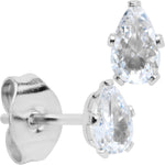 CZ Teardrop Clear Stainless Steel Stud Earrings 3mm to 7mm