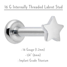16G 1/4 G23 Titanium Super Star Internal Thread Labret Monroe Tragus