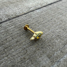 16G 5/16 Gold Tone Bold Peacock Feather Labret Monroe Tragus