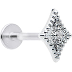 16G 5/16 Clear Gem Deco Textured Rhombus Labret Monroe Tragus