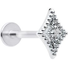 16G 5/16 Clear Gem Deco Textured Rhombus Labret Monroe Tragus