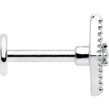 16G 1/4 Clear Gem Deco Textured Rhombus Labret Monroe Tragus