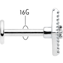 16G 1/4 Clear Gem Deco Textured Rhombus Labret Monroe Tragus