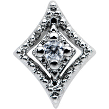20G 7mm Clear CZ Gem Deco Texture Rhombus L Shape Nose Ring