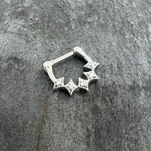 16G 3/8 Clear Gem Textured Rhombus Arc Cartilage Clicker Ring