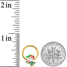 16G 3/8 Clear Gem Gold Tone Happy Snowman Hinged Segment Ring