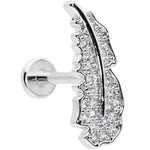 16G 5/16 Clear CZ Gem Feather Internally Threaded Labret Tragus
