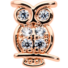 16G 1/4 Clear CZ Gem Rosy Hue Owl Internal Thread Labret Tragus