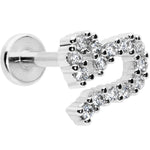 16G 5/16 Clear CZ Gem Half Heart Internal Thread Labret Tragus