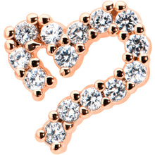 16G 5/16 CZ Gem Rosy Hue Half Heart Internal Thread Labret Tragus