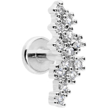 16G 1/4 Clear CZ Gem Texture Arc Internal Thread Labret Tragus