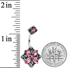 Pink Gem Baroque Rhombus Flower Double Mount Belly Ring
