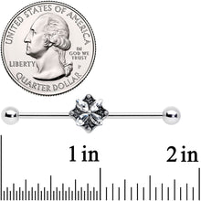 14G Clear Gem Floral Rhombus Baroque Industrial Barbell 38mm