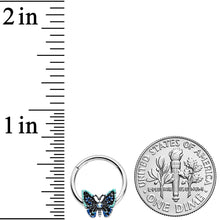 16G 3/8 Aurora Gem Colorful Glam Butterfly Hinged Segment Ring