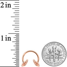 16G 3/8 Rose Gold Hue Texture Butterfly Horseshoe Circular Barbell