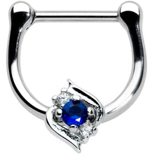 16G 5/16 Clear Blue Gem Oval Swirl Cartilage Clicker