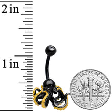 Clear Gem Black Understated Octopus Belly Ring